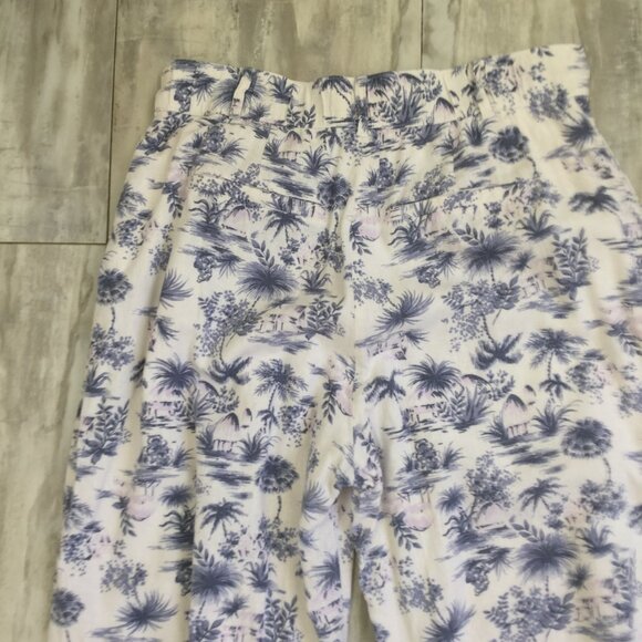 Abercrombie & Fitch Linen Blend Tropical Palm Tree Print Wide Leg Pant l - Picture 8 of 11
